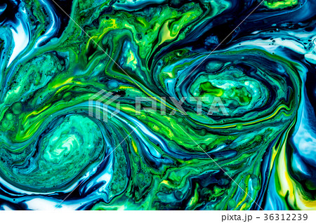 牛乳と界面活性剤と色素の反応模様（青色と黄色） 36312239