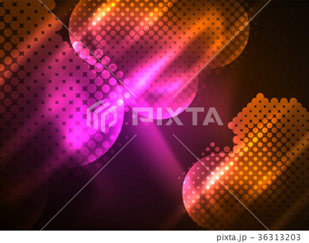 Shiny neon glowing circles, dot particles 36313203