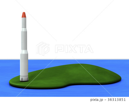 島の端で起立するロケットの3DCG 島の端で起立するロケットの3DCG 36313851