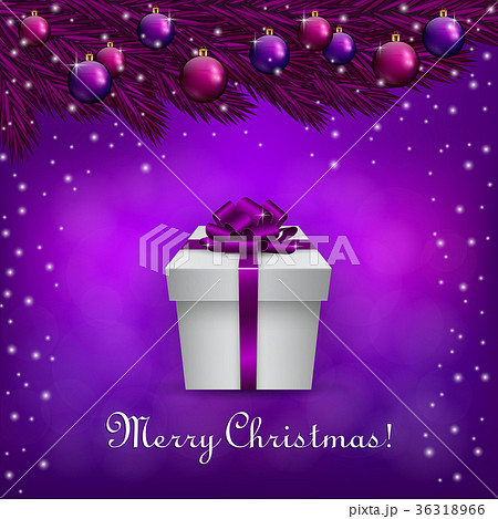 Purple christmas background with a present box 36318966