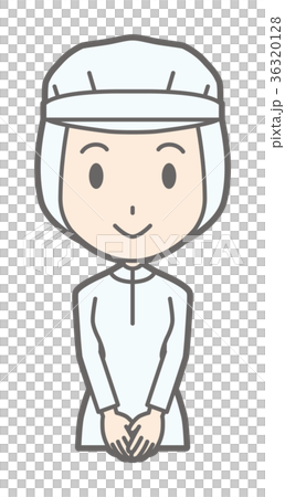 白い衛生服を着た女性作業員が微笑んで立っている 白い衛生服を着た女性作業員が微笑んで立っている 36320128