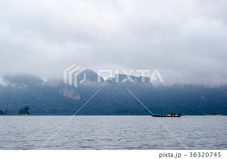 Landscape with Foggy Lake and Mountain 36320745