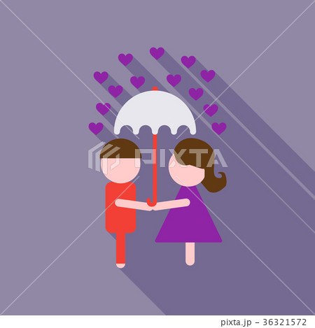 Young Couple in love under umbrella on hearts 36321572