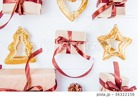 Top view Christmas holidays composition with gifts 36322156