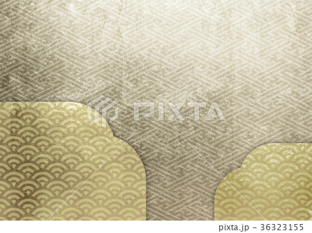 金（紗綾形・青海波）_（背景素材） 36323155