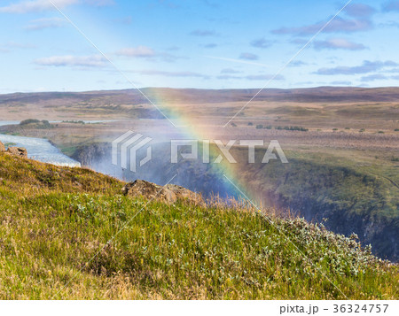 rainbow over canyon of Olfusa river in Iceland 36324757