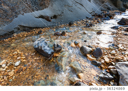 water flow in gorge in Landmannalaugar in Iceland 36324869