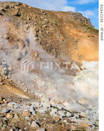 thermal spring at hill slope in Krysuvik, Iceland 36324958