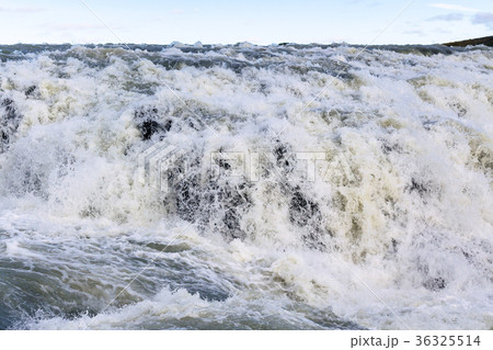water on rapids close up in Gullfoss waterfall water on rapids close up in Gullfoss waterfall 36325514