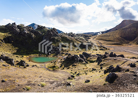 panorama with lake in Landmannalaugar in Iceland panorama with lake in Landmannalaugar in Iceland 36325521