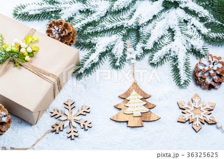 Christmas frame with gift, the branches Christmas frame with gift, the branches 36325625