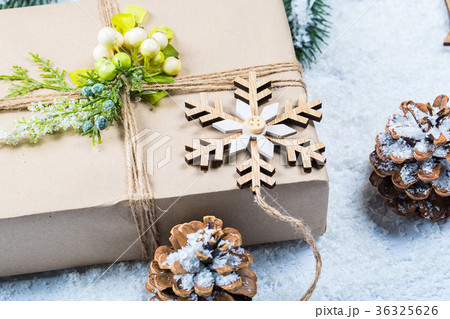 Christmas frame with gift, the branches Christmas frame with gift, the branches 36325626