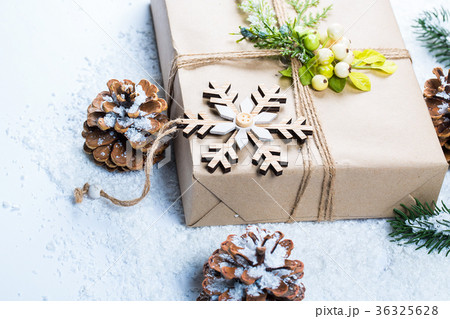 Christmas frame with gift, the branches Christmas frame with gift, the branches 36325628