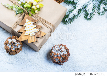 Christmas frame with gift, the branches Christmas frame with gift, the branches 36325630