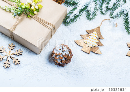 Christmas frame with gift, the branches Christmas frame with gift, the branches 36325634