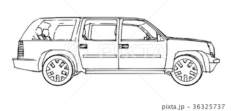 Suv car outline drawing of a hand. Suv car outline drawing of a hand. 36325737
