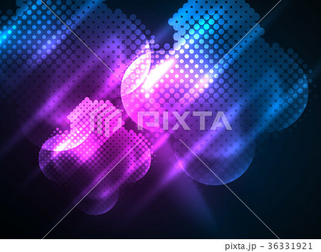 Shiny neon glowing circles, dot particles 36331921