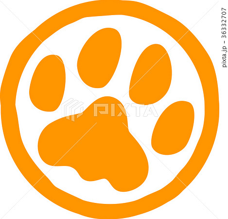 足跡　犬　橙色　輪〇印 36332707