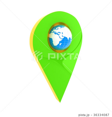 Realistic 3d pointer of map with Earth 36334087