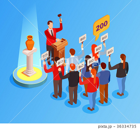 Antique Auction Isometric Composition 36334735