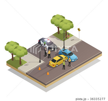 Road Collision Accident Isometric Composition  Road Collision Accident Isometric Composition  36335277