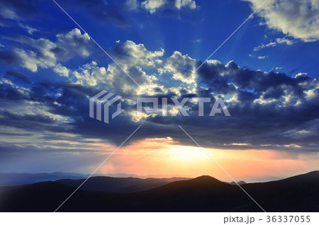Magic sunset in the mountains landscape Magic sunset in the mountains landscape 36337055