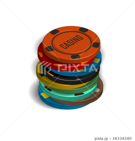 Stack of casino chips in 3D, vector illustration. 36338380