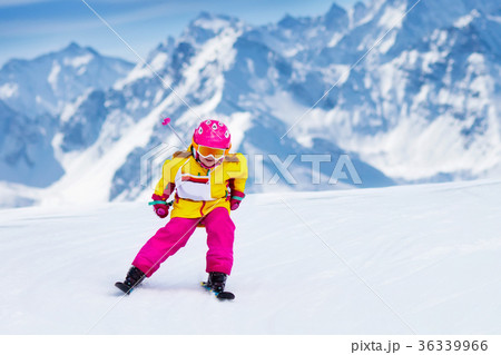 Ski and snow fun. Kids skiing. Child winter sport. Ski and snow fun. Kids skiing. Child winter sport. 36339966