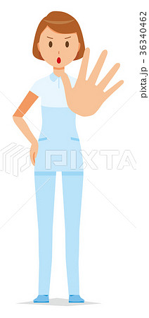 白い制服を着た女性看護師が手を差し出しているのイラスト素材