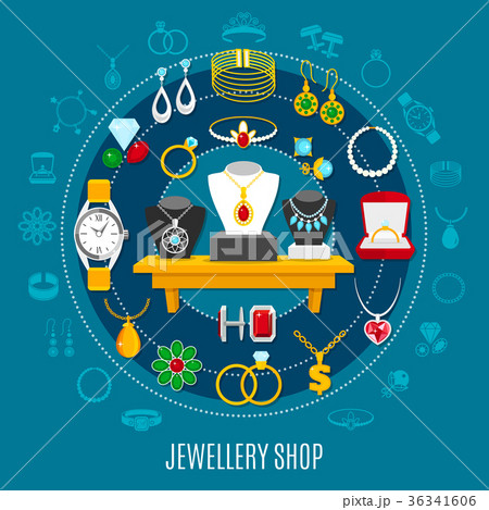 Jewelry Shop Round Composition Jewelry Shop Round Composition 36341606