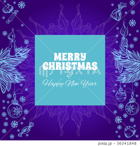 Merry Christmas and Happy New Year greeting card. 36341848