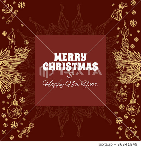 Merry Christmas and Happy New Year greeting card. 36341849