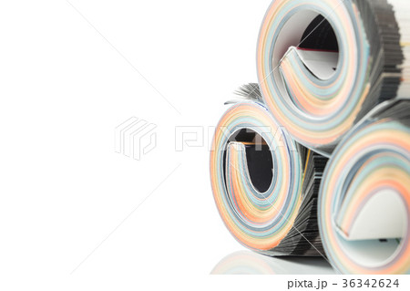 Colorful magazines close up photo 36342624