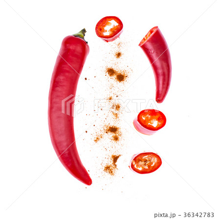 Fresh chilli peppers on white background Fresh chilli peppers on white background 36342783