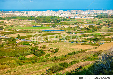 panoramic aerial skyline view of Malta from Mdina 36342826