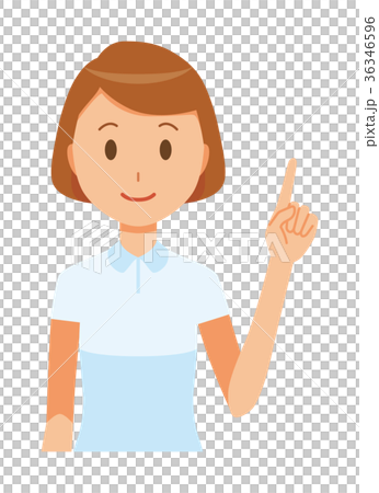 A female nurse in a white uniform is pointing A female nurse in a white uniform is pointing 36346596