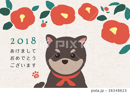 椿と豆柴 年賀状 椿と豆柴 年賀状 36348623