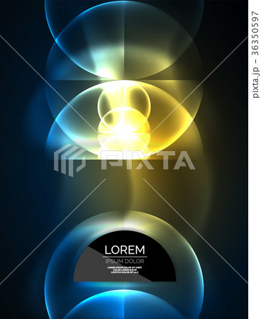 Neon glowing glass transparent circles, background 36350597