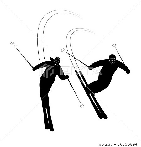 Couple skiers smiling riding ski on snow winter. 36350894