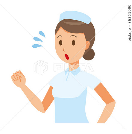 ナース帽と白衣を着た女性看護師が走っているのイラスト素材