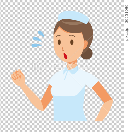 ナース帽と白衣を着た女性看護師が走っているのイラスト素材