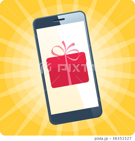 The smart phone with gift box on the screen. The smart phone with gift box on the screen. 36351527