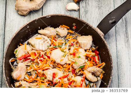 Pork in chinese with vegetables 36353769