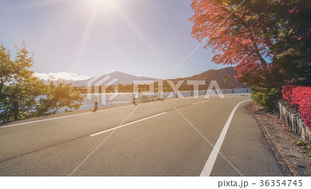 Road Scenery with Lake and Mountain Landscape Road Scenery with Lake and Mountain Landscape 36354745