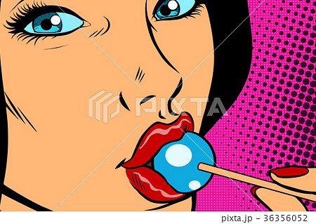 Beautiful Woman With Lollipop Confectioneryのイラスト素材