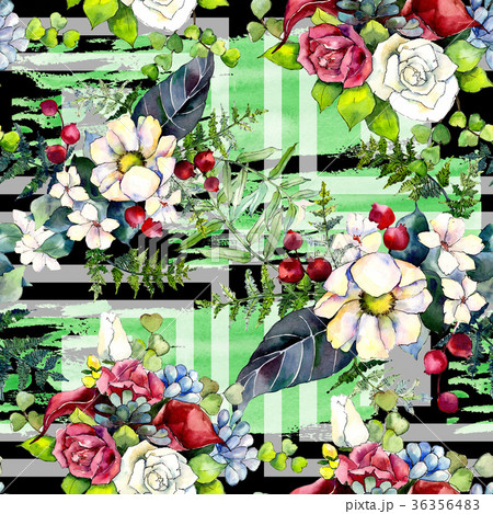 Bouquet flower pattern in a watercolor style. 36356483
