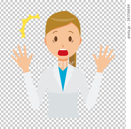 白衣を着た女性医師が驚いている 36356694