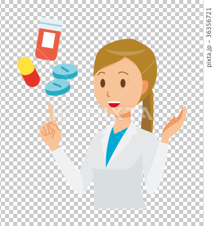 白衣を着た女性医師が薬について説明している 36356721