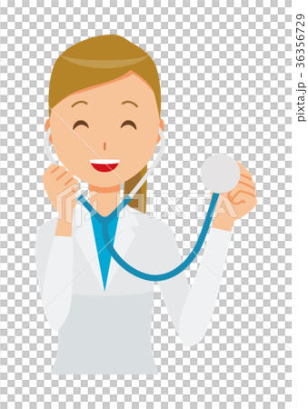 白衣を着た女性医師が聴診器を持っている 36356729