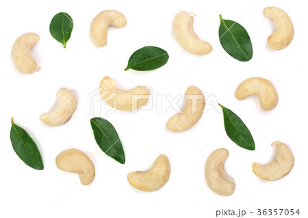cashew nuts with leaf isolated on white background cashew nuts with leaf isolated on white background 36357054